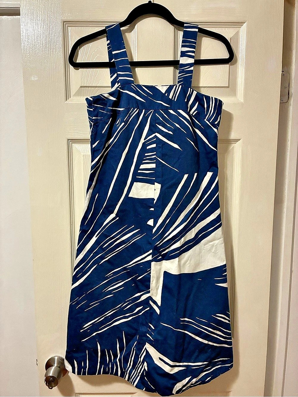 Abstract Print Mini Dress in Blue & White Like New